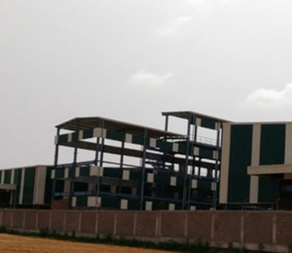 Industrial manufacturing structure under construction